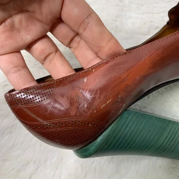 Fendi Women's Brown Leather Platform Pumps Heels Size 38 1/2 - Picture 11 of 15